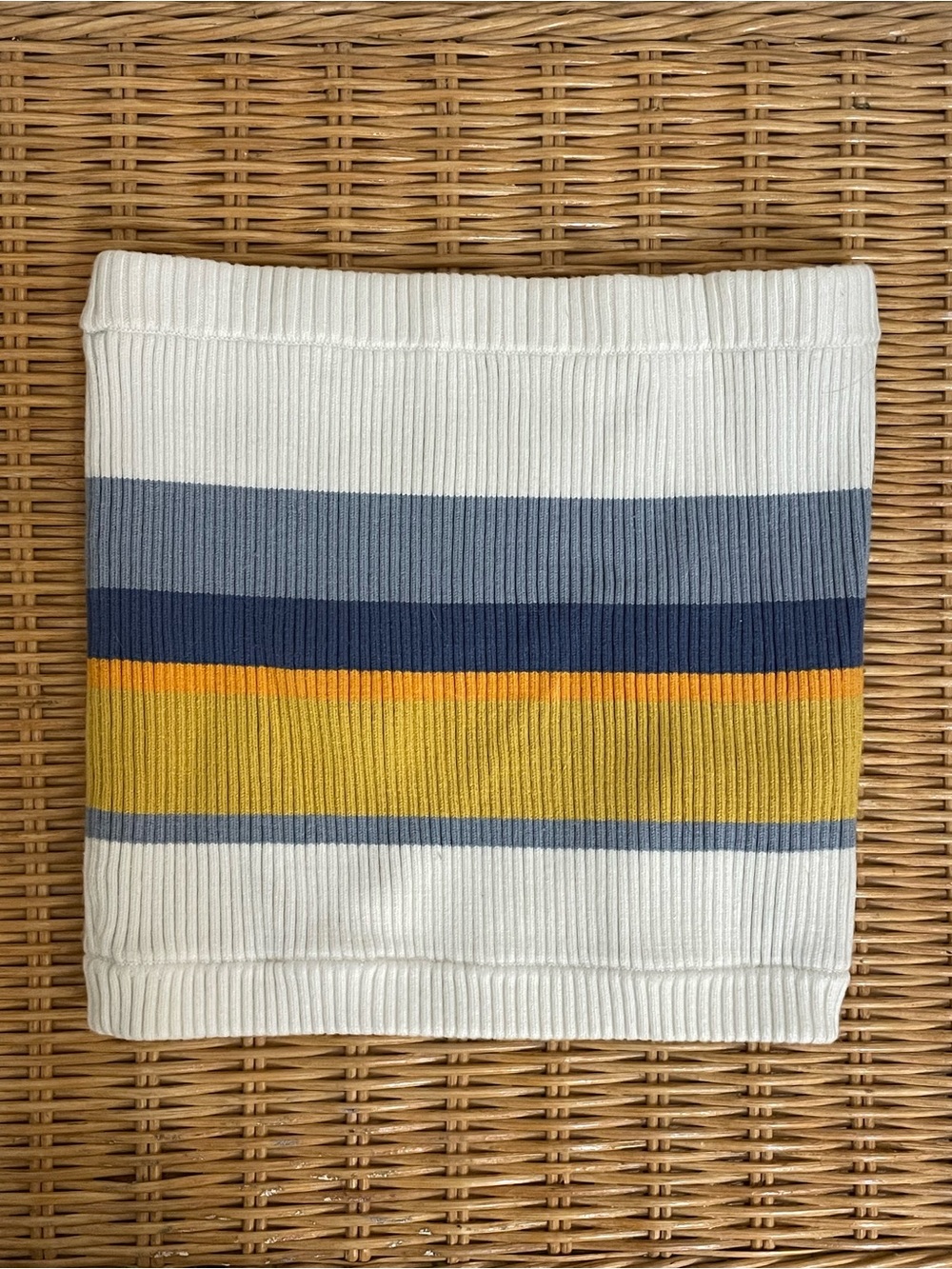 RVCA White Ribbed Skirt with Blue and Yellow Stripes